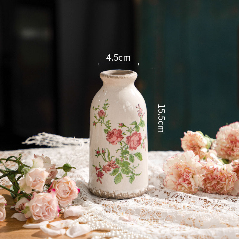 Retro Ceramic Vase – Vintage Farmhouse Flower & Dried Floral Decor