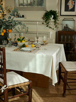 Textured Cotton Linen Tablecloth – Vintage American French Country Dining Cover