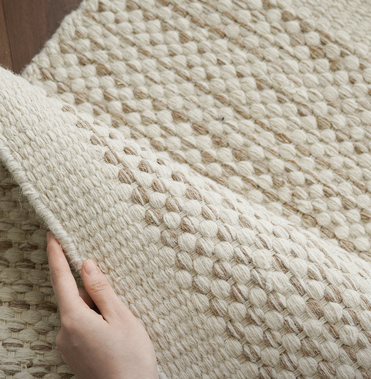Natural Jute Wool Mini Rug – Premium Handwoven Bedside & Study Carpet