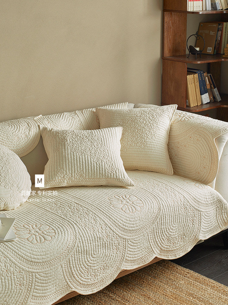 Wabi-Sabi Washed Cotton Sofa Cover – Vintage Couch Throw & Seat Cover