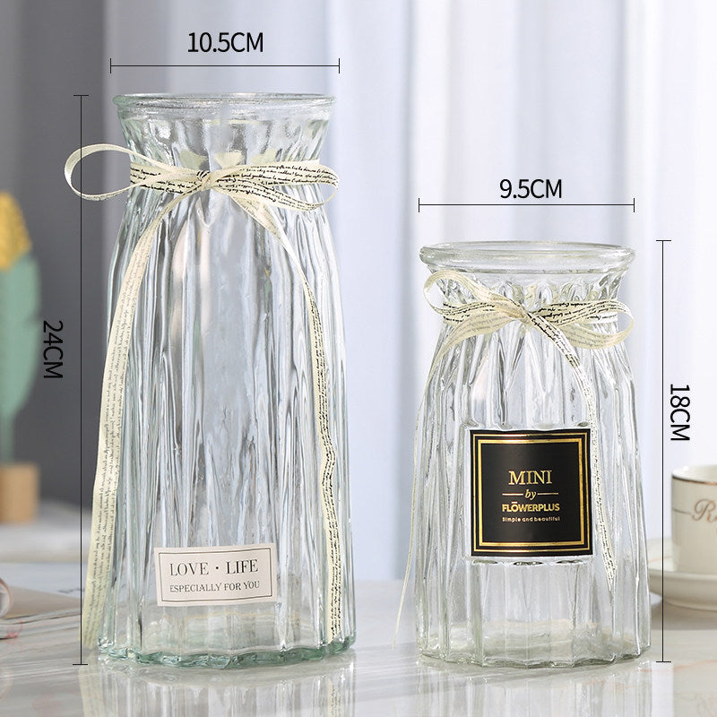 Set of 2 Clear Glass Vases – Hydroponic Plant &amp; Flower Display Decor